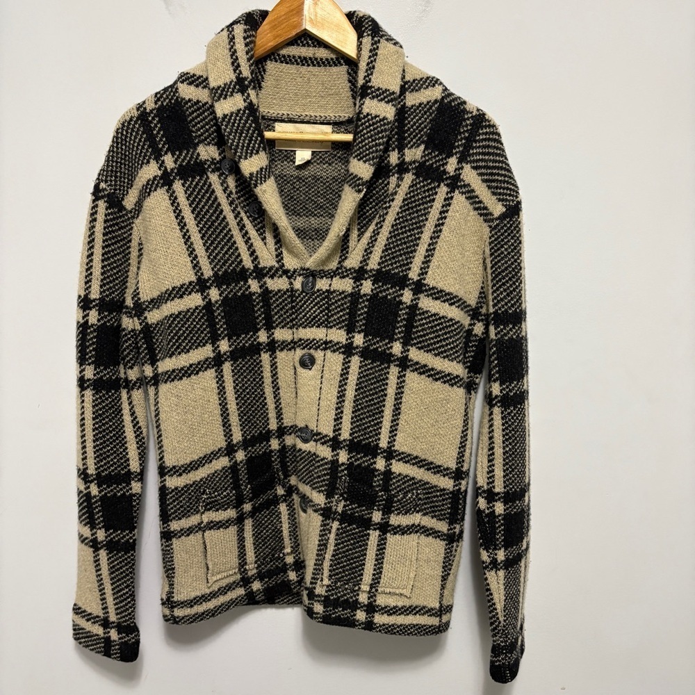 Ralph Lauren Denim & Supply Cardigan Womens Extra Small Lambs Wool Check Sweater